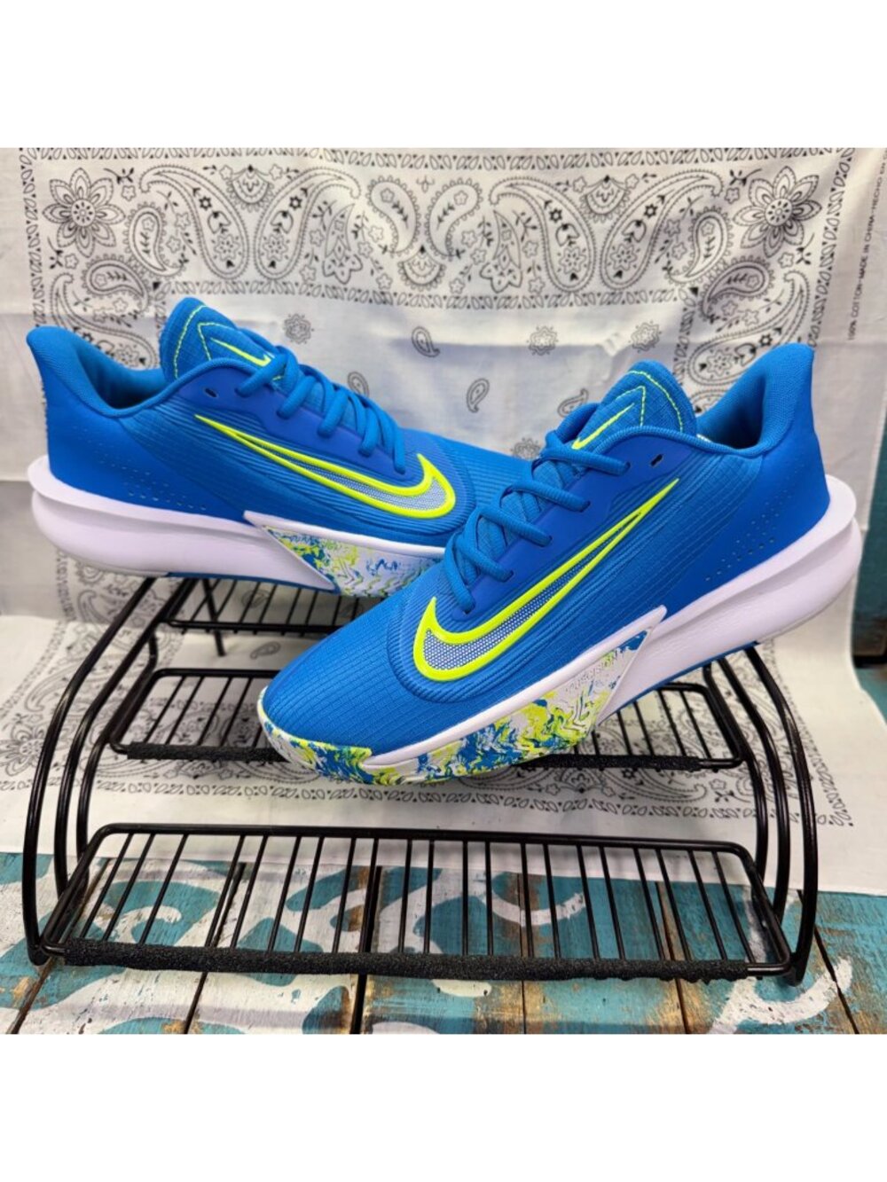 Nike Precision 7 Men's Size 8 Basketball Shoes Photo Blue/Volt/White FN4322-400